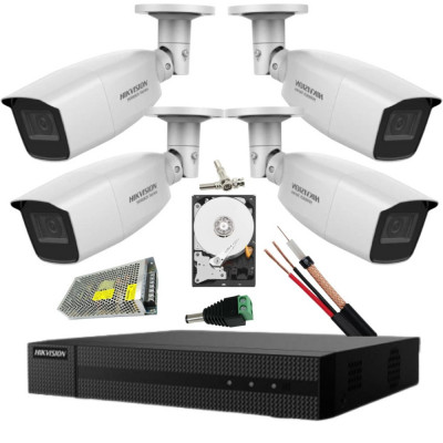 Sistem supraveghere Hikvision 4 camere Turbo HD 2MP IR 40m DVR 4 canale 2MP HDD 500GB Accesorii incluse SafetyGuard Surveillance foto