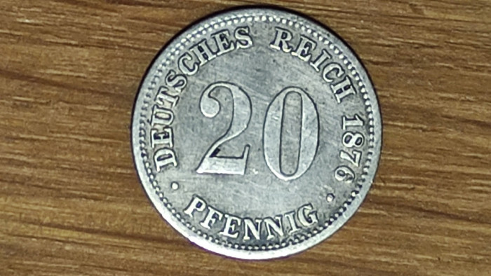 Germania - argint 900 - moneda colectie 20 Pfennig 1876 J - rara, valoare mare !