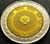 Cumpara ieftin Moneda bimetal 1 PESO - ARGENTINA, anul 1994 * cod 1617, America Centrala si de Sud