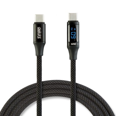 Cablu de date Type-C / Type-C, cu afisaj putere, 1 m, 3A, 60W, negru Best CarHome foto