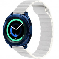Curea piele Smartwatch Samsung Gear S3, iUni 22 mm White Leather Loop foto