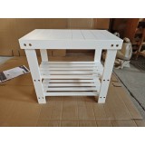 HOMCOM Banc pentru pantofi din bambus cu șezut și 2 rafturi pentru 4 perechi pentru hol/sufragerie/dormitor 50x28x45 cm Alb | Aosom Romania