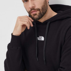 The North Face hanorac de bumbac barbati, culoarea negru, cu glugă, cu imprimeu, NF0A87DBJK31