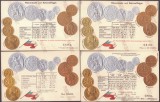 4170 - CHILE, Carti Postale EMBOSATE cu monede - 8 buc. diferite