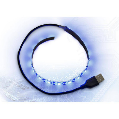 Banda LED Inter-Tech albastra Strip 30cm USB foto