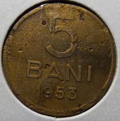 Moneda 5 bani 1953 foto