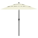 Cumpara ieftin Umbrela de gradina 3 niveluri, stalp aluminiu, nisipiu, 2,5 m