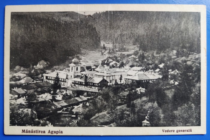 Manastirea Agapia - Vedere generala - 1938 - printata, circulata, timbre