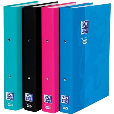 Caiet mecanic Oxford School Touch A4 2 inele 30mm carton color soft touch cotor foto