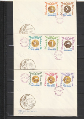 RO - FDC - MEDALII OLIMPICE DANT - NEDANT - COLITA ( LP 596-7 ) 1964 ( 7 DIN 7 ) foto