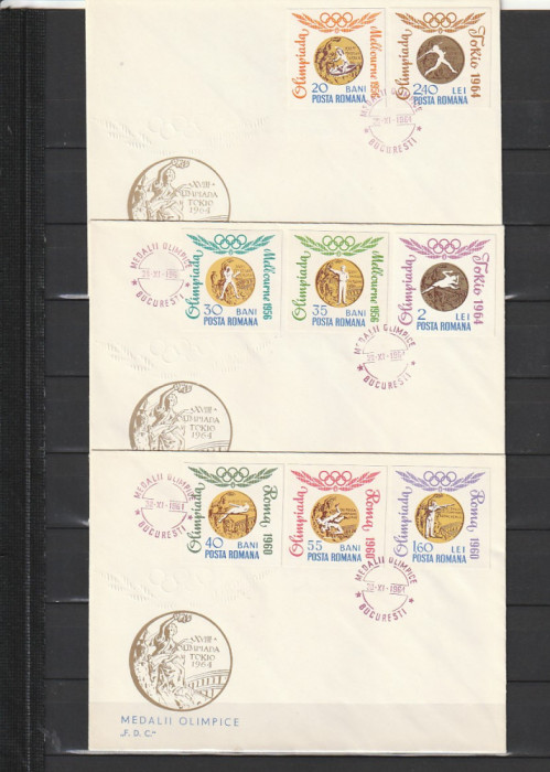 RO - FDC - MEDALII OLIMPICE NEDANTELATE ( LP 596 A ) 1964 ( 3 DIN 3 )