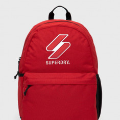 Superdry rucsac femei, culoarea rosu, mare, cu imprimeu