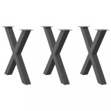 VidaXL Picioare de masă &icirc;n formă de X, 3 buc., antracit, 70x(72-73) cm, oțel