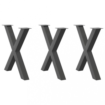 vidaXL Picioare de masă &amp;icirc;n formă de X, 3 buc., antracit, 70x(72-73) cm, oțel 4012990 foto