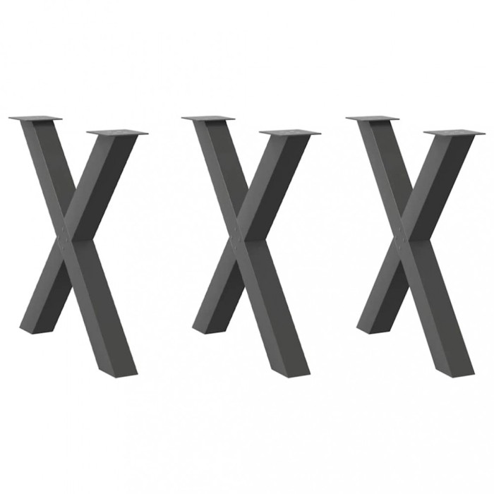 vidaXL Picioare de masă &icirc;n formă de X, 3 buc., antracit, 70x(72-73) cm, oțel 4012990
