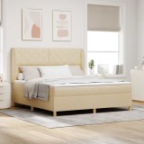 VidaXL Pat cu saltea cu arcuri Gri &icirc;nchis 90x190 cm Crem 180 x 200 cm