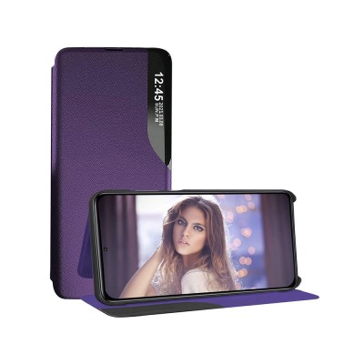 Husa tip carte compatibila xiaomi redmi 13c, stand view, purple foto