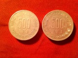 2 Monede 500 lei 1999 si 2000 , Stema Romaniei , aluminiu , cal.Buna si F.Buna