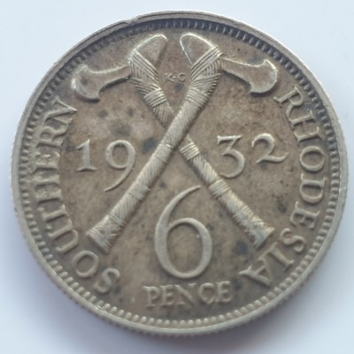 Anglia Southern Rhodesia 6 pence 1932 argint foto