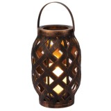 Felinar decorativ din lemn cu LED, 15 x 23 cm, Oem