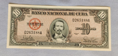 Cuba - 10 Pesos (1960) &amp;icirc;n centru Carlos Manuel de Cespedes foto