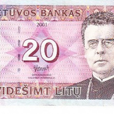 M1 - Bancnota foarte veche - Lituania - 20 litu - 2001