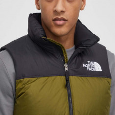 The North Face vesta de puf 1996 RETRO NUPTSE VEST barbati, culoarea verde, de iarna