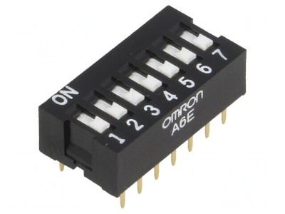 Comutator DIP-SWITCH 7 sec&amp;Aring;&amp;pound;iuni ON-OFF 0,025A/24VDC foto