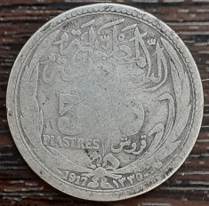 (A399) MONEDA DIN ARGINT EGIPT - 50 PIASTRES 1917, SULTANUL HUSSEIN KAMEL foto