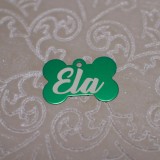 Medalion siguranță și stil pentru c&acirc;ini sau pisici, gravură inclusă, verde