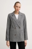 Pepe Jeans sacou din l&acirc;nă culoarea gri, cu doua r&acirc;nduri de nasturi, cu imprimeu, PL4024351
