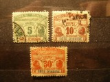 3 Timbre Coasta de Fildes colonie franceza 1906 - PORTO ,stampilate