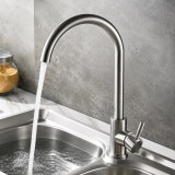 Baterie Bucatarie Monocomanda Pipa Pivotanta Cartus Ceramic Inox Satinat Racorduri Kit Fixare Incluse