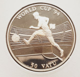 1443 Vanuatu 50 Vatu 1994 World Cup Football (tiraj 15.000) km 18 argint, Australia si Oceania