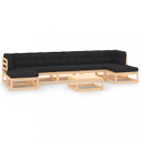 VidaXL Set mobilier grădină cu perne antracit, 8 piese lemn masiv pin 3083887