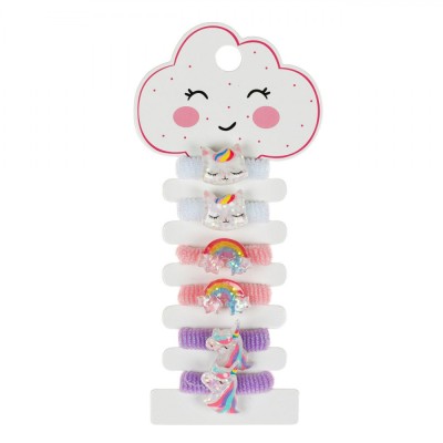 Set Elastice Păr Copii, Multicolor, 6 Bucăți, Model Pisică și Unicorn foto