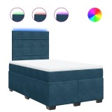 Cumpara ieftin Pat box spring cu saltea, albastru, 120x190 cm, catifea