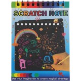 Caiet cu fise razuibile, DIY Magic Scratch, 12 File, Curcubeu, Creion din Lemn, Cartonase negre, 14 x 10 cm, albastru