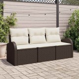 VidaXL Set de canapele pentru grădină 3 pcs maro și alb Rattan poli 3354567