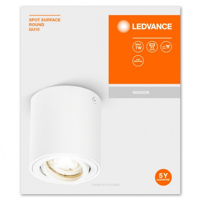 SPOT SURFACE ROUND WT GU10 LEDV