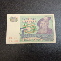 Bancnota 5 Kronor 1978 Suedia