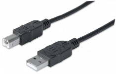 Cablu Manhattan Hi-Speed USB 2.0 A-B M/M 5m Black foto