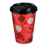 Pahar Crăciun Plastic, Capacitate 0.5L, Roșu Decorat