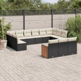 Gossi set mobilier de gradina cu perne, 13 piese, negru, poliratan
