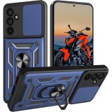 Husa antisoc compatibila cu Samsung Galaxy S26, design Armour, protectie camera cu clapa glisanta, Albastru