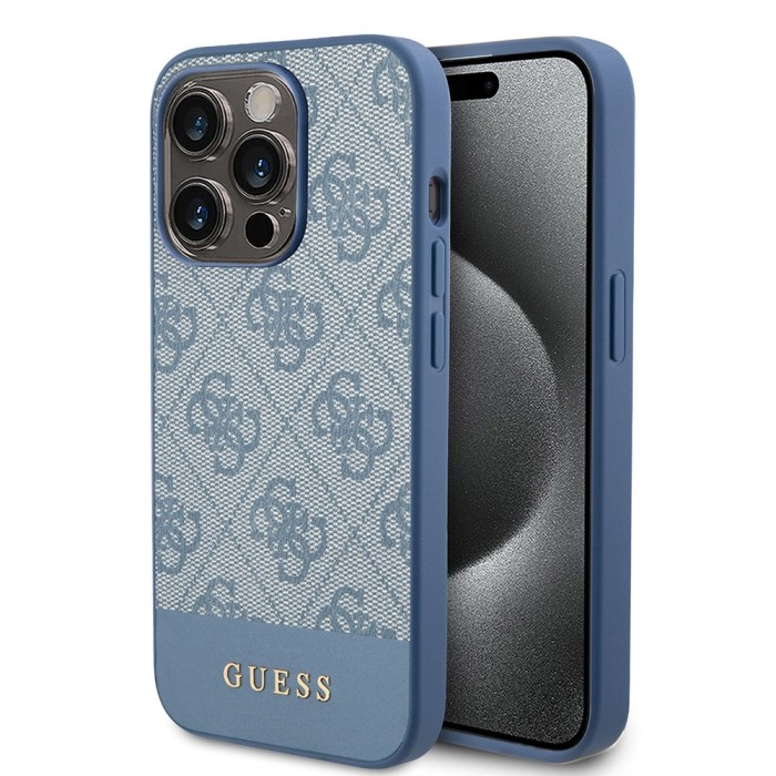 Husa originala Guess iPhone 15 Pro Max Hardcase 4G Stripe Collection, albastru. GUHCP15XG4GLBL