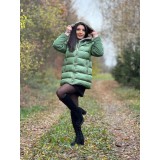 Geaca dama scurta verde cu blanita la gluga