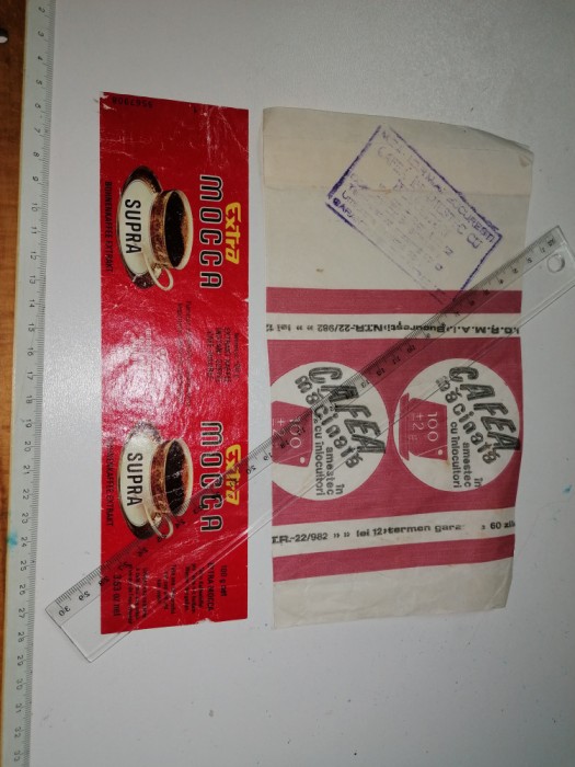 LOT 2 AMBALAJ / ETICHETE / PACHETE VECHI -CAFEA ROMANEASCA / NESS