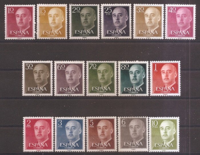 Spania 1955-1956 - Generalul Franco, 2 serii complete, 21 val., 4 poze, MNH