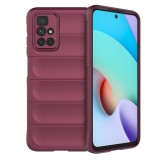 Husa pentru xiaomi redmi 10 / redmi 10 2022, antisoc, margini cu striatii, design minimalist, bordeaux